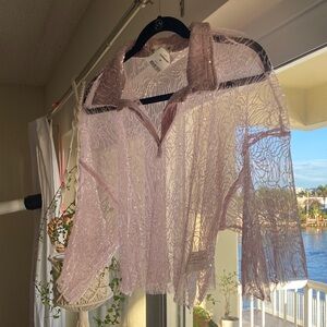 Elegant pink Sheer Lace Blouse by tns- designed in Columbia